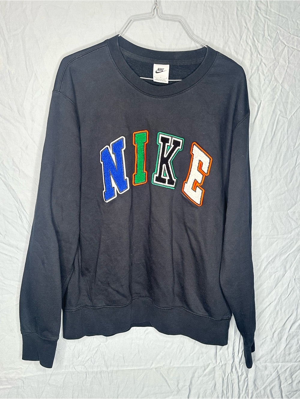 Nike Sportswear Oversized Logo Crewneck Sweatshirt Charcoal Gray Black Men’s XL